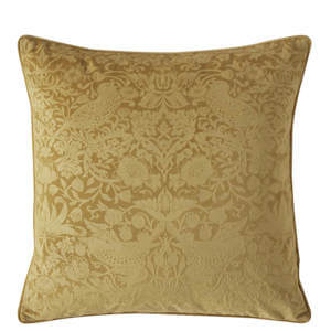 William Morris At Home Strawberry Thief Cider Embossed Cushion